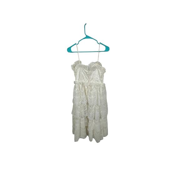 Vintage 80's JC Penny Wedding Midi Strapless Lace Boho Coquette Fairy Dress - Picture 7 of 9